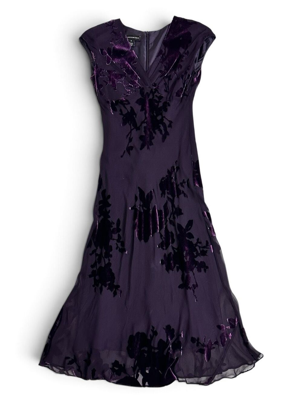Vintage Jones New York Purple Silk Burnout Velvet Maxi Dress 10 Whimsigoth 90s - Picture 2 of 12